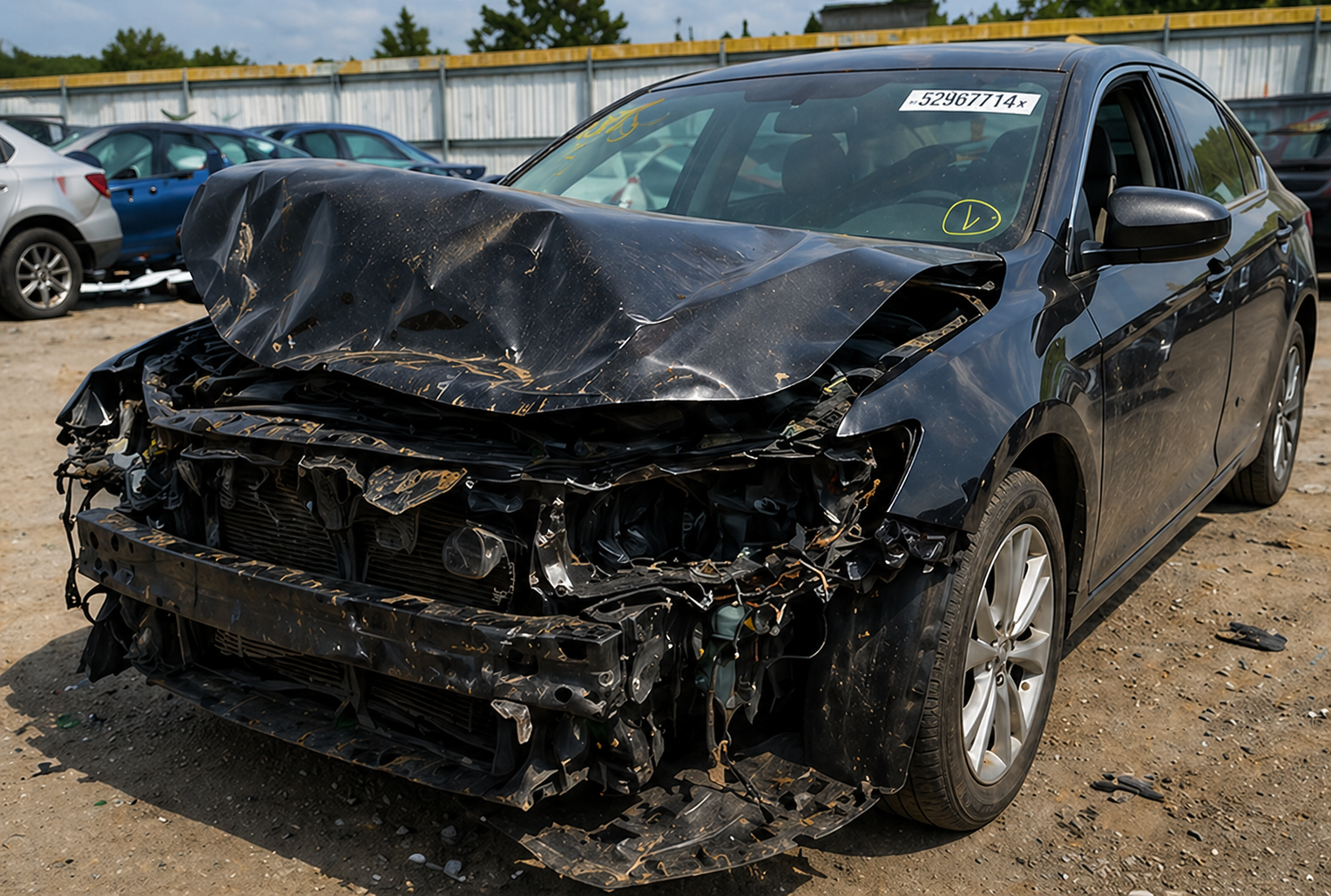 Damaged car before repair
