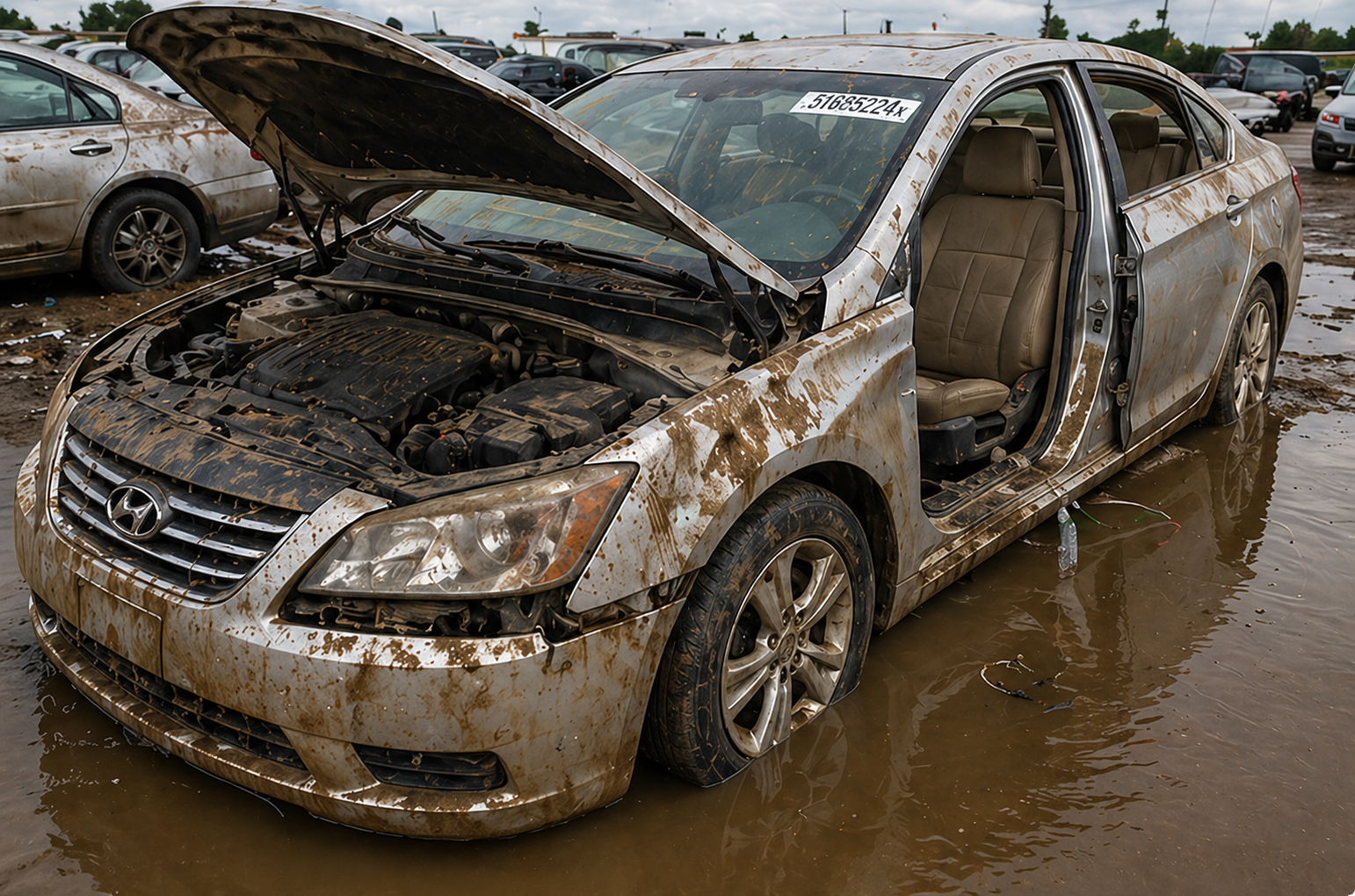 Flood damaged car